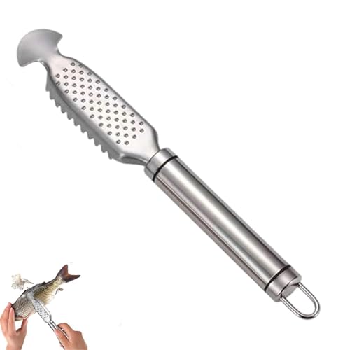 2-in-1 Edelstahl-Fischentschupper + Ingwerreibe, Fischentschuppen-Entferner, multifunktionaler Fischschuppen-Entferner und Küchen-Reibewerkzeug zum Entkalken, Reiben (1 Stück) von YZBBSH