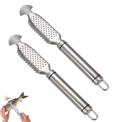 2-in-1 Edelstahl-Fischentschupper + Ingwerreibe, Fischentschuppen-Entferner, multifunktionaler Fischschuppen-Entferner und Küchen-Reibewerkzeug zum Entkalken, Reiben (2 Stück) von YZBBSH