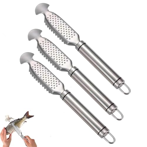 2-in-1 Edelstahl-Fischentschupper + Ingwerreibe, Fischentschuppen-Entferner, multifunktionaler Fischschuppen-Entferner und Küchen-Reibewerkzeug zum Entkalken, Reiben (3 Stück) von YZBBSH