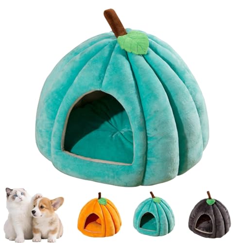 Halloween-Kürbis-Katzenbett, gemütliches Katzenhöhlenzelt mit abnehmbarem Kissen, niedliches Kürbis-Form-Haustierhaus für Katzen, Kätzchen und kleine Hunde, Schlafnest für den Innenbereich (Blau, S) Halloween-Kürbis-Katzenbett, gemütliches Katzenhöhlenzelt mit abnehmbarem Kissen, niedliches Kürbis-Form-Haustierhaus für Katzen, Kätzchen und kleine Hunde, Schlafnest für den Innenbereich (Blau, S) von YZBBSH