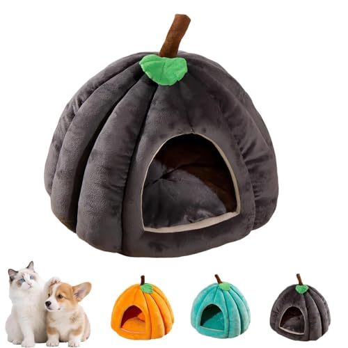 Halloween-Kürbis-Katzenbett, gemütliches Katzenhöhlenzelt mit abnehmbarem Kissen, niedliches Kürbis-Haustierhaus für Katzen, Kätzchen und kleine Hunde, Schlafnest für den Innenbereich (Grau, S) Halloween-Kürbis-Katzenbett, gemütliches Katzenhöhlenzelt mit abnehmbarem Kissen, niedliches Kürbis-Haustierhaus für Katzen, Kätzchen und kleine Hunde, Schlafnest für den Innenbereich (Grau, S) von YZBBSH
