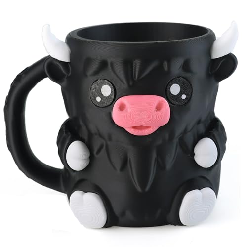 Kuh-Eiscreme-Pint-Halter, 3D-Druck, 473 ml, Eiscreme-Hülle mit Frostschutzgriff, Löffelschlitzen und auslaufsicherem Design, niedliche Tierwannen-Abdeckung für Kuh-Liebhaber und Geschenke (schwarz) Kuh-Eiscreme-Pint-Halter, 3D-Druck, 473 ml, Eiscreme-Hülle mit Frostschutzgriff, Löffelschlitzen und auslaufsicherem Design, niedliche Tierwannen-Abdeckung für Kuh-Liebhaber und Geschenke (schwarz) von YZBBSH