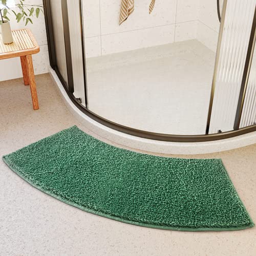 YZBBSH Badematte, Duschvorleger Halbrund 30 X 100 cm Microfaser Gebogen Duschmatte rutschfest Waschmaschinenfest,Grün von YZBBSH