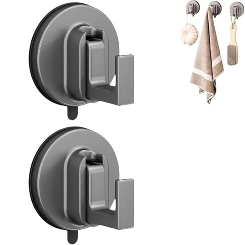YZBBSH Ffunhoo schwere Saugnäpfe ohne Bohrung, robuste Saugnäpfe für Badezimmer, Küche, Glas, Fliesen, Haustürkranz oder Handtuchhalter (2 Stück, Grau) von YZBBSH