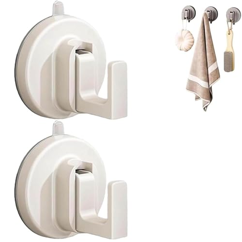 YZBBSH Ffunhoo schwere Saugnäpfe ohne Bohrung, robuste Saugnäpfe für Badezimmer, Küche, Glas, Fliesen, Haustürkranz oder Handtuchhalter (2 Stück, weiß) von YZBBSH