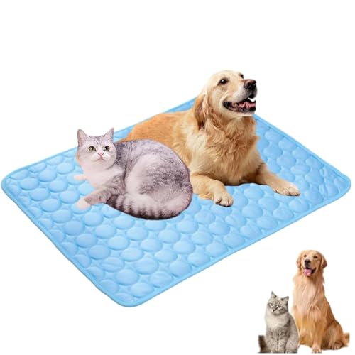 YZBBSH Kühlmatte für Hunde, waschbar, tragbar, für Hunde und Katzen, Schlafmatte für Zuhause und Outdoor, hält Kühlungen für Haustiere (Blau, L 70 x 55 cm) von YZBBSH