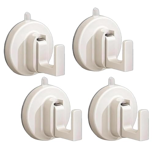 YZBBSH Robuste Saugnäpfe ohne Bohrung, robuste Saugnapfhaken, wasserdicht und wiederverwendbar, für Badezimmer, Küche, Glas, Fliesen, perfekt zum Aufhängen von Kranz und Handtüchern (Weiß, 4 Stück) von YZBBSH