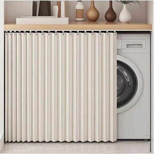 YZBZNG Schrankvorhang,Schrank Vorhang Mit Schiene Staubdichter Vorhang Für Regaleselbstklebend Vorhang Für Regal Schrankvorhänge Küche Blackout Curtains,Beige-H80cm/W140c von YZBZNG