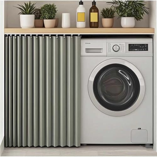 YZBZNG Schrankvorhang,Schrank Vorhang Mit Schiene Staubdichter Vorhang Für Regaleselbstklebend Vorhang Für Regal Schrankvorhänge Küche Blackout Curtains,Grey-H80cm/W180cm von YZBZNG