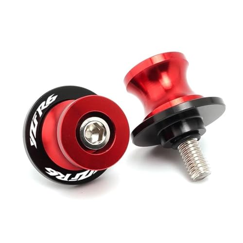 Schwingen-Schiebespulen Motorrad 6MM CNC Schwinge Spool Stand Schraube Slider Für YZF R1 R3 R6 YZFR1 YZFR3 YZFR6 1999-2024(YZFR6 Red) von YZCSYBBF
