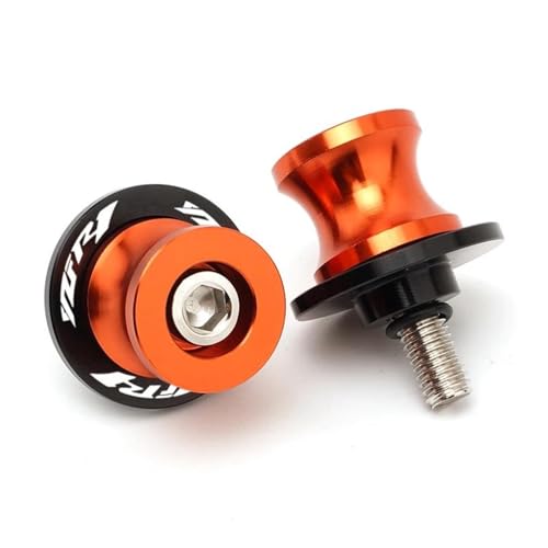Schwingen-Schiebespulen Motorrad Schwinge Spulen Stand Schrauben Slider 6MM Für YZFR1 R6 R3 R25 Alle Jahre 2PCS 1999-2025(Orange) von YZCSYBBF