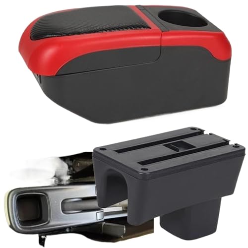 YZCSYBBF Für Suzuki Für Swift 2005-2025 Auto Armlehne Box Lagerung Box Arm Verstrebungen Erhöhen Innen Details Aufbewahrungsbox(Black Red6) von YZCSYBBF