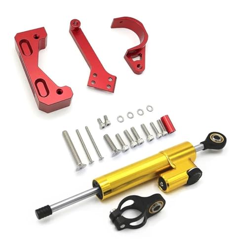YZCSYBBF Für Zero 10X Elektroroller Zubehör Lenkungsstabilisator Dämpfer Halterung Kit Stoßdämpfer(Red F12) von YZCSYBBF
