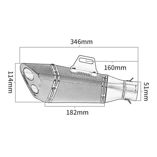 YZCSYBBF Motorrad Auspuff Schalldämpfer 51MM Z650 Z900 ER6N CBR1000RR YZF R1 R3 S1000RR Fahrradauspuff(Type A1) von YZCSYBBF
