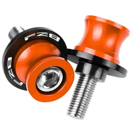 YZCSYBBF Schwingen-Schiebespulen 6MM Stand Schrauben FÜR FZ8 FZ-8 2010 2011 2012 2013 2014 2015 2016 2017 2018 Motorrad Schwinge Slider Spulen(Orange) von YZCSYBBF