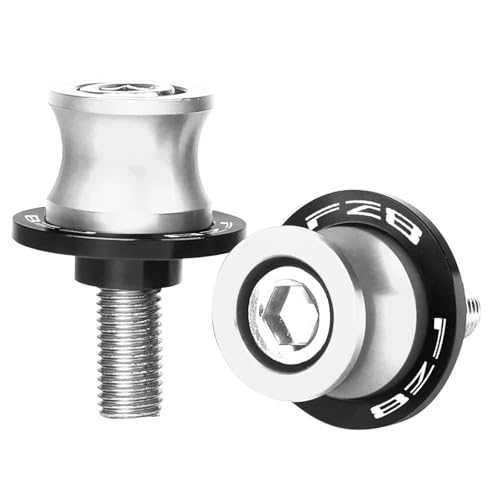 YZCSYBBF Schwingen-Schiebespulen 6MM Stand Schrauben FÜR FZ8 FZ-8 2010 2011 2012 2013 2014 2015 2016 2017 2018 Motorrad Schwinge Slider Spulen(Silber) von YZCSYBBF
