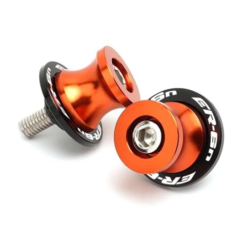 YZCSYBBF Schwingen-Schiebespulen Für Kawasaki ER6N ER 6N 2006-2016 Schwinge Spulen Slider Stand Schrauben Schrauben CNC M10 Motorrad(Orange) von YZCSYBBF