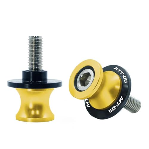 YZCSYBBF Schwingen-Schiebespulen Motorrad Schwinge Sliders Spulen Ständer Schraube Paddock Für MT09 FZ09 FJ-09 MT-09 Für Tracer MT 09 Alle Jahre(Gold M6) von YZCSYBBF