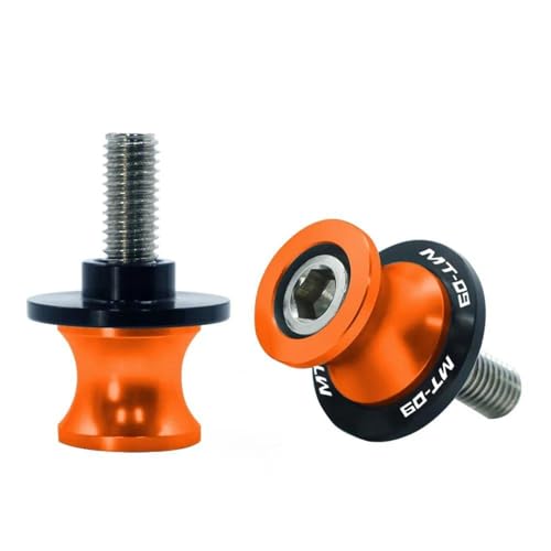 YZCSYBBF Schwingen-Schiebespulen Motorrad Schwinge Sliders Spulen Ständer Schraube Paddock Für MT09 FZ09 FJ-09 MT-09 Für Tracer MT 09 Alle Jahre(Orange M6) von YZCSYBBF