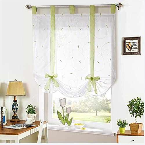 YZDKJ Roman Shade European Stickerei Stil Bindung Fenster Vorhang Kitchen Vorhang Voile Sheer Registerkarte Top Fenster (Color : 5, Size : W140cm x H140cm) von YZDKJ