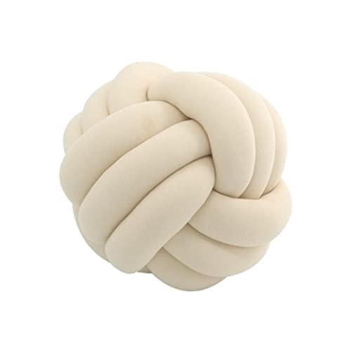 YZDKJ Weicher Knoten Niedliche Kissen Ballkissen Home Bürostuhl Boden Kissen Hand Gewebe Sitz Kissen Bett Dekor Puppe Spielzeug for Wohnzimmer (Color : Beige, Specification : 27X27cm) von YZDKJ