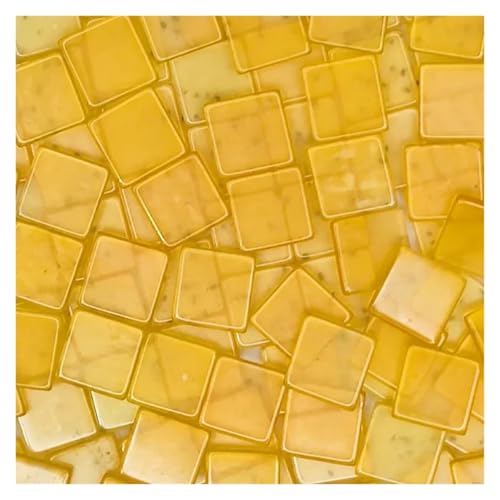 100 Stück (ca. 25 g), quadratische Mosaikfliesen aus Kunstharz, 1 cm, 0,2 cm dick, bunte Bastelmaterialien for Selbermachen. für Kunst und Handwerk(Transparent Yellow) von YZDKR