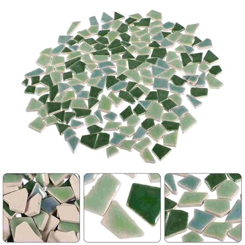 200G Büro Schreibtisch Dekor Keramik Mosaik Fliesen for Handwerk Unregelmäßige Form Blumentopf Partikel Stein Glasiert DIY für Kunst und Handwerk(Green) von YZDKR