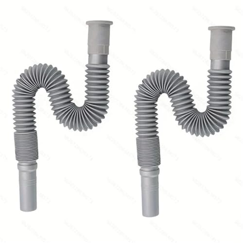 35-80 cm Küchenkanalisationsrohr, flexibler Badezimmer-Waschbeckenabfluss, Fallrohr, Waschbecken, galvanisierter Sanitärschlauch, dehnbarer Schlauch für Bad & Küche(Tubes-2pcs) von YZDKR
