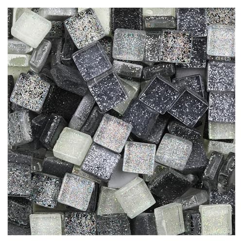 50 Stück Diy Mix Farbe Glitzer Glas Mosaik Steine ​​Mosaikfliesen Glas Kieselsteine ​​Bastelmaterial Puzzle for Diy Mosaikherstellung 9 * 9mm für Kunst und Handwerk(Color 11) von YZDKR