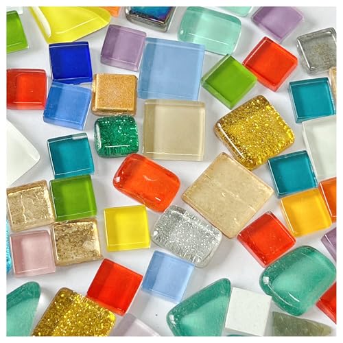 50 stücke Glas Gemischt Farbe Mosaik Fliesen Stücke Handgemachte Kristall Kreative Materialien Kinder DIY Handwerk Abendessen Mini Mosaik Fliesen für Kunst und Handwerk(Color 2) von YZDKR