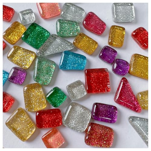 50 stücke Glas Gemischt Farbe Mosaik Fliesen Stücke Handgemachte Kristall Kreative Materialien Kinder DIY Handwerk Abendessen Mini Mosaik Fliesen für Kunst und Handwerk(Color 3) von YZDKR