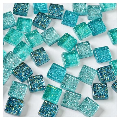 50 stücke Glas Gemischt Farbe Mosaik Fliesen Stücke Handgemachte Kristall Kreative Materialien Kinder DIY Handwerk Abendessen Mini Mosaik Fliesen für Kunst und Handwerk(Dazzling blue) von YZDKR