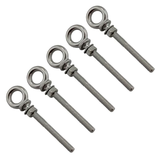 5Pcs M6 M8 M10 316 Edelstahl Marine Schwere Hebe Lange Auge Bolzen Ring Schraube Schleife Loch For Kabel Seil für mechanische Geräte(M10) von YZDKR