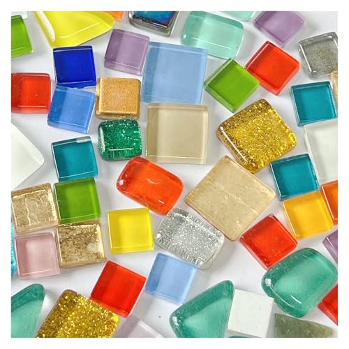 DIY Keramik Mosaik Glas 50 Stück Fliesen handgefertigt Spiegel dekorative Keramikfliesen Wandtechnik farbiges Kristall dekoratives Material für Kunst und Handwerk(Color 2) von YZDKR