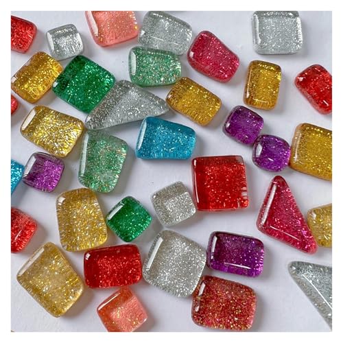 DIY Keramik Mosaik Glas 50 Stück Fliesen handgefertigt Spiegel dekorative Keramikfliesen Wandtechnik farbiges Kristall dekoratives Material für Kunst und Handwerk(Color 3) von YZDKR