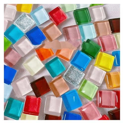 DIY Keramik Mosaik Glas 50 Stück Fliesen handgefertigt Spiegel dekorative Keramikfliesen Wandtechnik farbiges Kristall dekoratives Material für Kunst und Handwerk(Color 4) von YZDKR