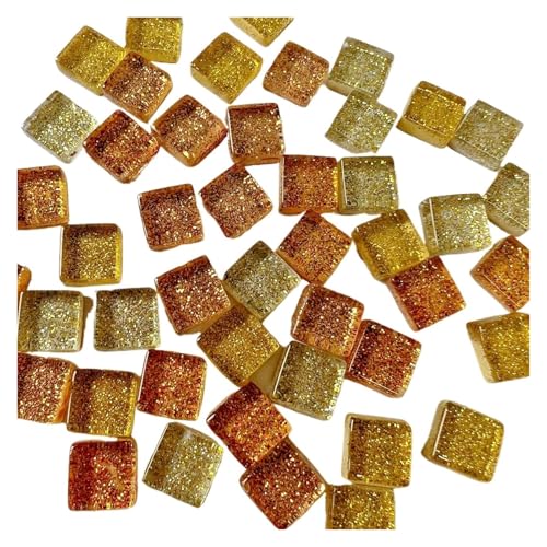 DIY Keramik Mosaik Glas 50 Stück Fliesen handgefertigt Spiegel dekorative Keramikfliesen Wandtechnik farbiges Kristall dekoratives Material für Kunst und Handwerk(Dazzling gold) von YZDKR