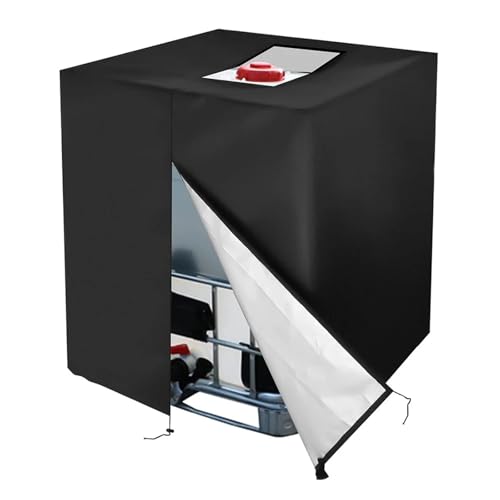 IBC-Abdeckung mit Reißverschluss, 330 Gallonen, for 210D Oxford-Stoff, 1000 l Outdoor-Wassertank-Schutzhülle (schwarz/grün) für den Außenbereich(Black) von YZDKR