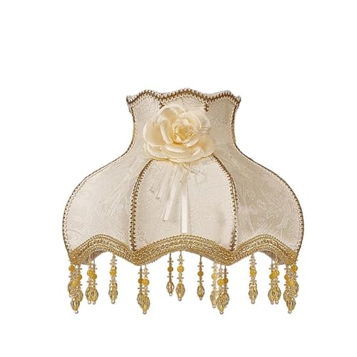 Lampenschirm Licht Lampenabdeckung Kronleuchter Retro Tuch Kunst Fransen Perlen Spitze für Wohnzimmer Schlafzimmer Bürodekoration(Color11) von YZDKR