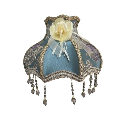 Lampenschirm Licht Lampenabdeckung Kronleuchter Retro Tuch Kunst Fransen Perlen Spitze für Wohnzimmer Schlafzimmer Bürodekoration(Color14) von YZDKR