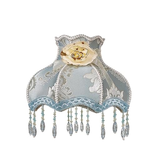 Lampenschirm Licht Lampenabdeckung Kronleuchter Retro Tuch Kunst Fransen Perlen Spitze für Wohnzimmer Schlafzimmer Bürodekoration(Color8) von YZDKR