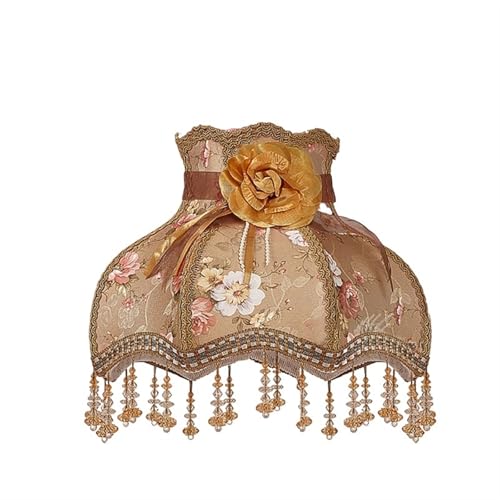 Lampenschirm Licht Lampenabdeckung Kronleuchter Retro Tuch Kunst Fransen Perlen Spitze für Wohnzimmer Schlafzimmer Bürodekoration(Color9) von YZDKR