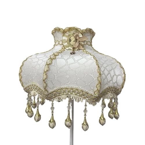 Lampenschirm Retro Perlen Spitze Blume Schlafzimmer Nachttischlampe Stehlampe Wandlampenabdeckung für Wohnzimmer Schlafzimmer Bürodekoration(Color1) von YZDKR