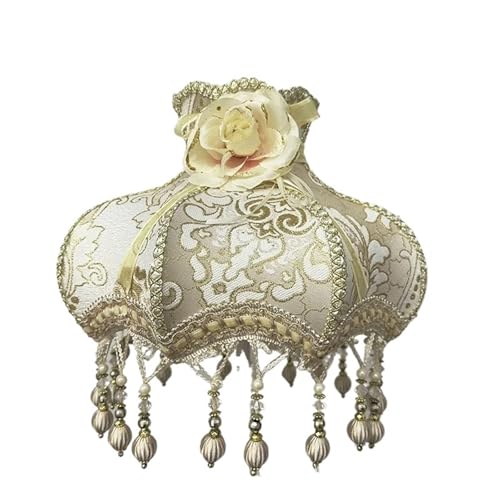 Lampenschirm Retro Perlen Spitze Blume Schlafzimmer Nachttischlampe Stehlampe Wandlampenabdeckung für Wohnzimmer Schlafzimmer Bürodekoration(Color11) von YZDKR
