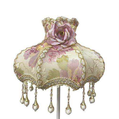 Lampenschirm Retro Perlen Spitze Blume Schlafzimmer Nachttischlampe Stehlampe Wandlampenabdeckung für Wohnzimmer Schlafzimmer Bürodekoration(Color14) von YZDKR