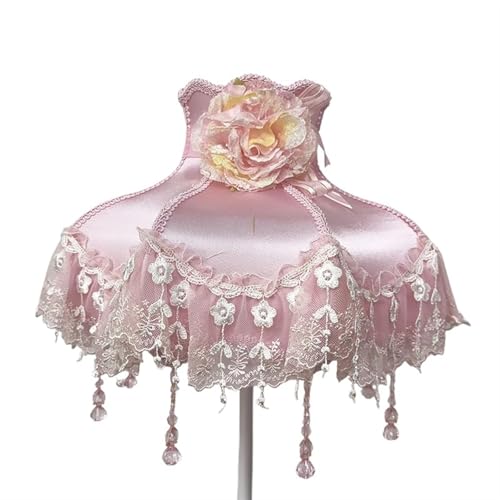 Lampenschirm Retro Perlen Spitze Blume Schlafzimmer Nachttischlampe Stehlampe Wandlampenabdeckung für Wohnzimmer Schlafzimmer Bürodekoration(Color15) von YZDKR