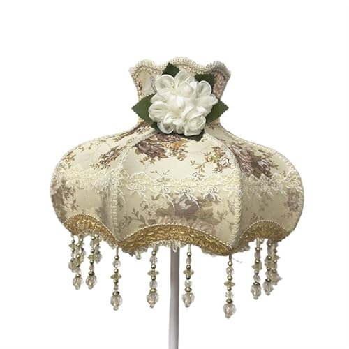 Lampenschirm Retro Perlen Spitze Blume Schlafzimmer Nachttischlampe Stehlampe Wandlampenabdeckung für Wohnzimmer Schlafzimmer Bürodekoration(Color17) von YZDKR
