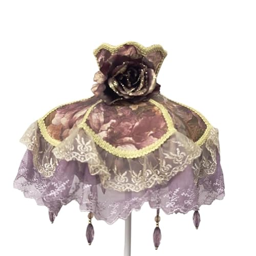 Lampenschirm Retro Perlen Spitze Blume Schlafzimmer Nachttischlampe Stehlampe Wandlampenabdeckung für Wohnzimmer Schlafzimmer Bürodekoration(Color18) von YZDKR