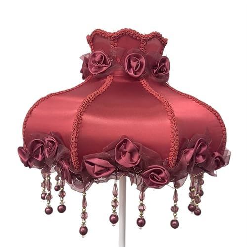 Lampenschirm Retro Perlen Spitze Blume Schlafzimmer Nachttischlampe Stehlampe Wandlampenabdeckung für Wohnzimmer Schlafzimmer Bürodekoration(Color19) von YZDKR