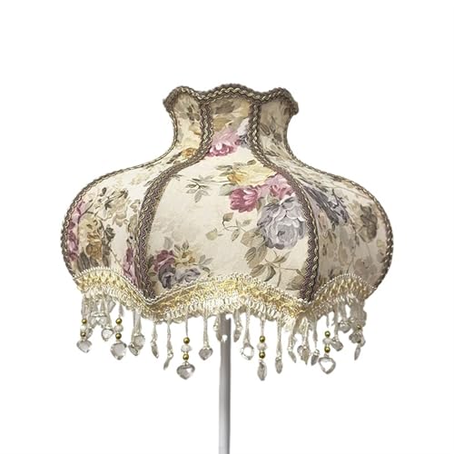 Lampenschirm Retro Perlen Spitze Blume Schlafzimmer Nachttischlampe Stehlampe Wandlampenabdeckung für Wohnzimmer Schlafzimmer Bürodekoration(Color2) von YZDKR